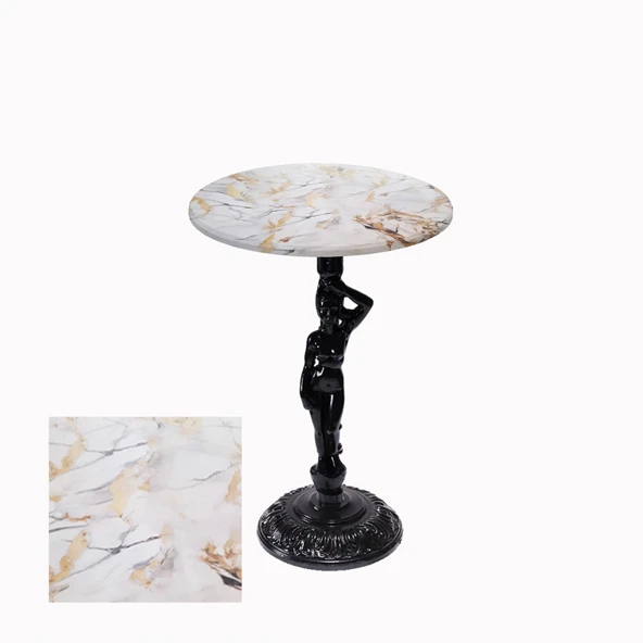 Bistro Döküm Ayak Çipa Angel Masa -  (Werzalit, Wermodin ve Allzalit Tabla 60 cm çap) - Gold ürün görseli 1