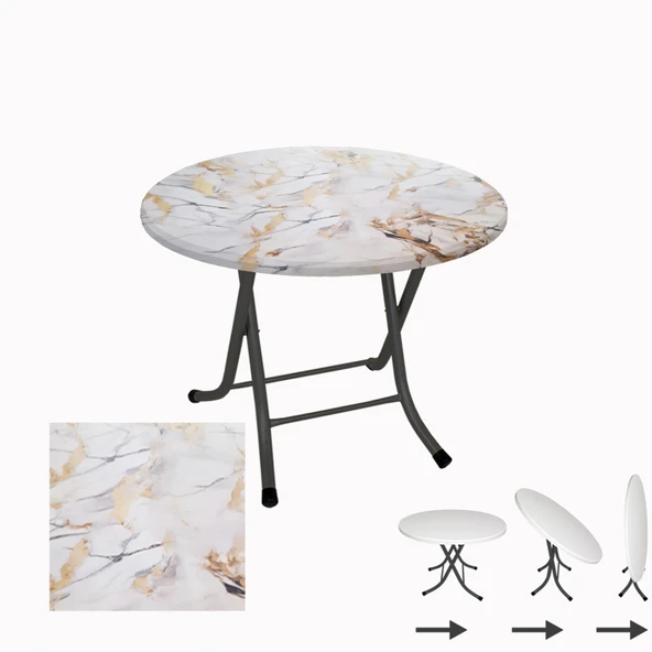Klasik Katlanır Masa Yuvarlak (70 cm Çap) - (Werzalit, Wermodin ve Allzalit Tabla) - Gold ürün görseli 1