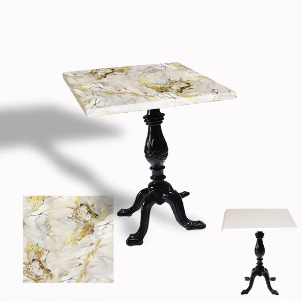 Çipa 1001 Döküm Ayak Kare Masa 80x80 cm - (Werzalit, Wermodin ve Allzalit Tabla) - Gold ürün görseli 1