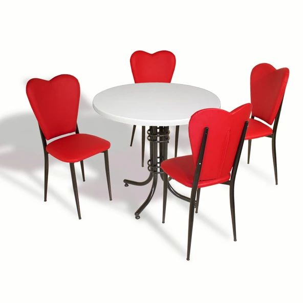 Buket - Aşk-ı Derun Mutfak Masa Takımı - Yuvarlak 80cm Çap (Werzalit, Wermodin ve Allzalit Tabla) - KırmızıDeri-FuşyaKumaş ürün görseli 1