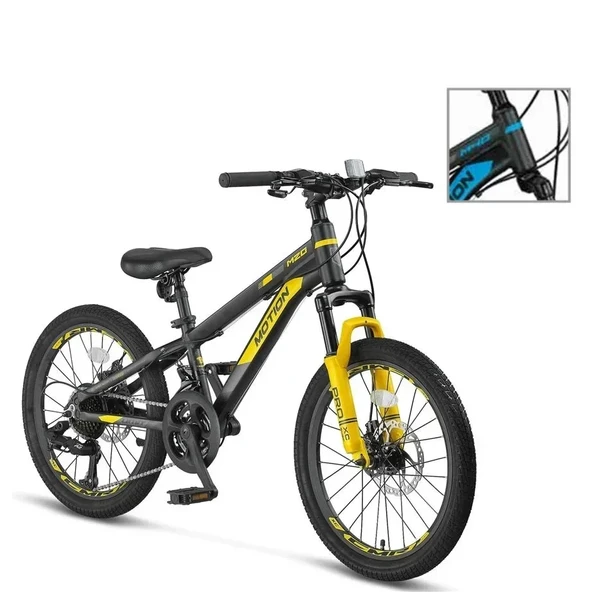 ÜMİT 2078 MOTION M-2D ERKEK ÇOCUK BİSİKLETİ 254H 20 JANT 21 VİTES SİYAH MAVİ