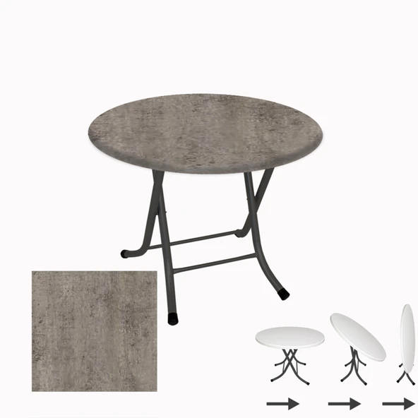 Klasik Katlanır Masa Yuvarlak (90 cm Çap) - (Werzalit, Wermodin ve Allzalit Tabla) - Kahve Oxid ürün görseli 1