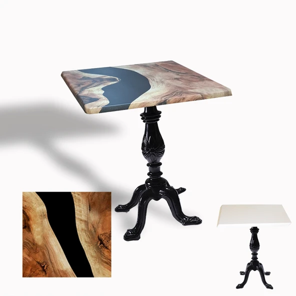 Çipa 1001 Döküm Ayak Kare Masa 80x80 cm - (Werzalit, Wermodin ve Allzalit Tabla) - Epoxy ürün görseli 1