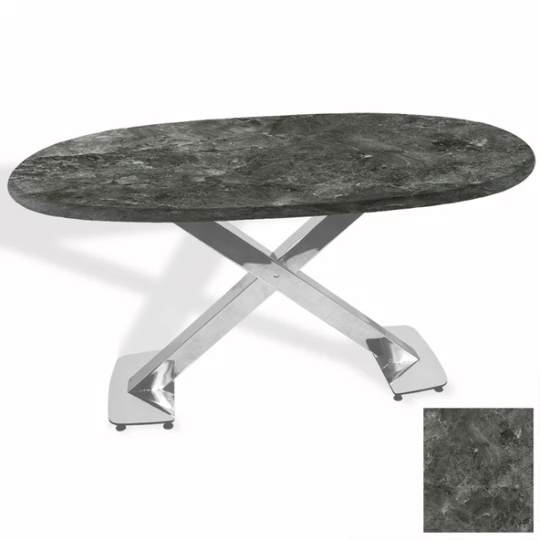 İks Masa Kromnikel Oval (94x146 - Werzalit, Allzalit yada Wermodin Tabla) - Lucca ürün görseli 1