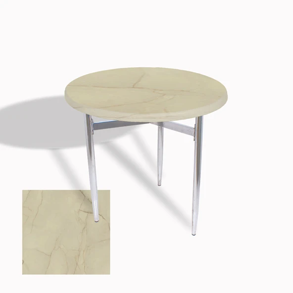 Venedik Masa Yuvarlak Çap 80 Kromnikel (Werzalit, Wermodin veya Allzalit Tabla) - Golden Marble ürün görseli 1