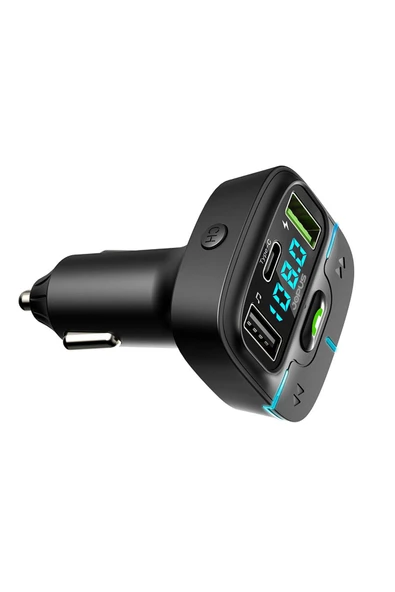 F9 Araç Fm Transmitter 5.3 Bluetooth Araç Kiti Usb Type-C Hızlı Şarj Kart Çakmaklık Girişli ürün görseli 1