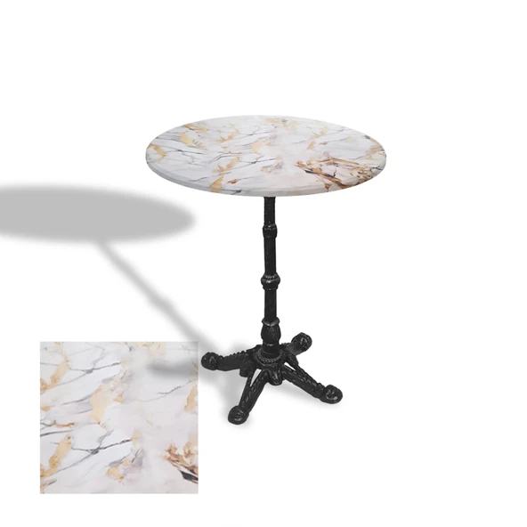 Çipa 1002 Döküm Ayak Yuvarlak Masa Çap 80cm - (Werzalit, Wermodin ve Allzalit Tabla) - Gold ürün görseli 1