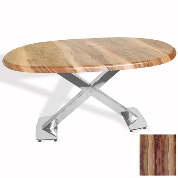 İks Masa Kromnikel Oval (94x146 - Werzalit, Allzalit yada Wermodin Tabla) - Indiana Wood ürün görseli 1