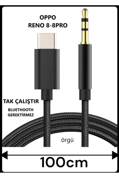 OPPO Reno 8 Reno 8 Pro Aux Kablo Type C Aux Kablo Dac Çipli örgü Tak Çalıştır ürün görseli 1