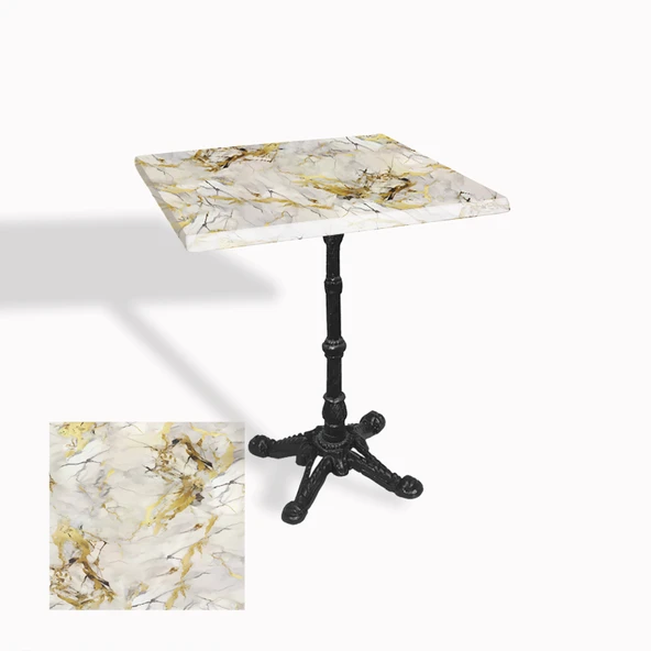 Çipa 1002 Döküm Ayak Kare Masa 70x70 cm - (Werzalit, Wermodin ve Allzalit Tabla) - Gold ürün görseli 1