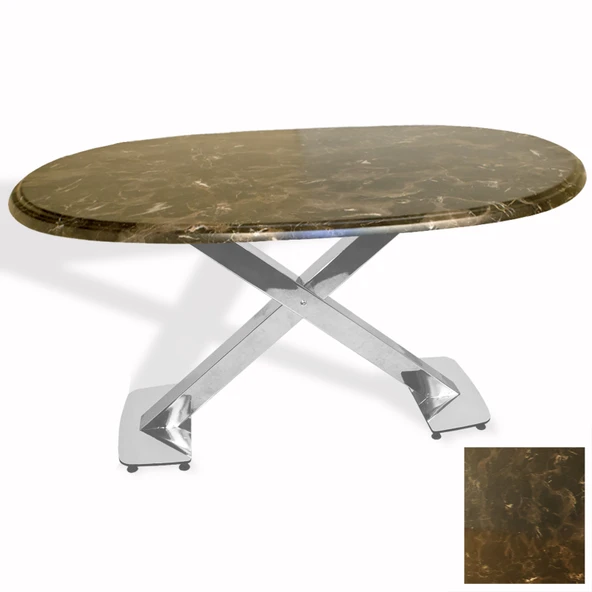 İks Masa Kromnikel Oval (94x146 - Werzalit, Allzalit yada Wermodin Tabla) - Karacabey Marble ürün görseli 1