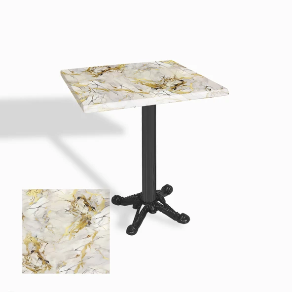 Çipa Döküm Ayak Kare Masa 60x60 cm - (Werzalit, Wermodin ve Allzalit Tabla) - Gold ürün görseli 1