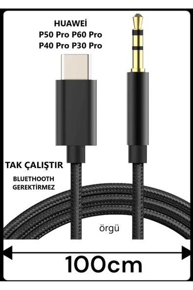 Huawei P50 Pro P60 Pro P40 Pro P30 Pro Aux Kablo Type C Aux Kablo Dac Çipli örgü Tak Çalıştır ürün görseli 1