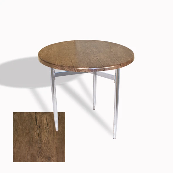 Venedik Masa Yuvarlak Çap 80 kromnikel (Werzalit, Wermodin veya Allzalit Tabla) - Rustic Dark ürün görseli 1