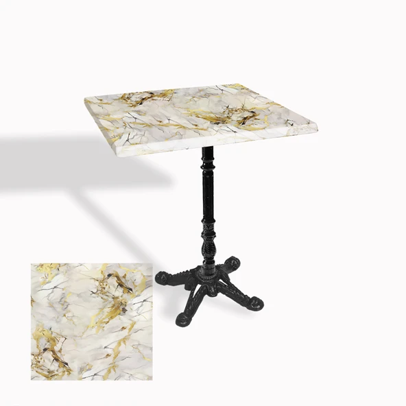 Çipa 1004 Döküm Ayak Kare Masa 80x80 cm - (Werzalit, Wermodin ve Allzalit Tabla) - Gold ürün görseli 1