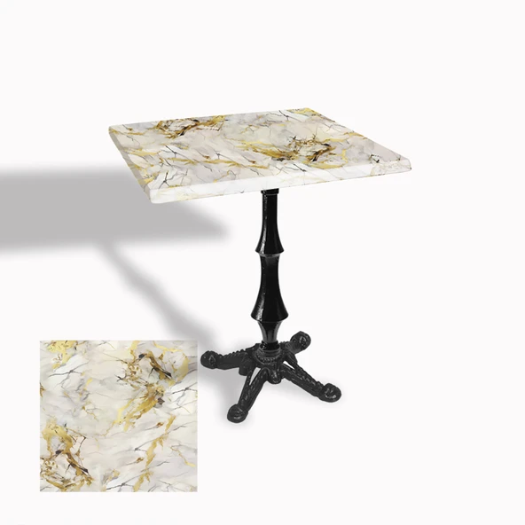 Çipa 1012 Döküm Ayak Kare Masa 80x80 cm - (Werzalit, Wermodin ve Allzalit Tabla) - Gold ürün görseli 1