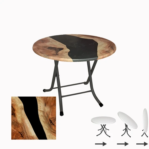 Klasik Katlanır Masa Yuvarlak (90 cm Çap) - (Werzalit, Wermodin ve Allzalit Tabla) - Epoxy ürün görseli 1