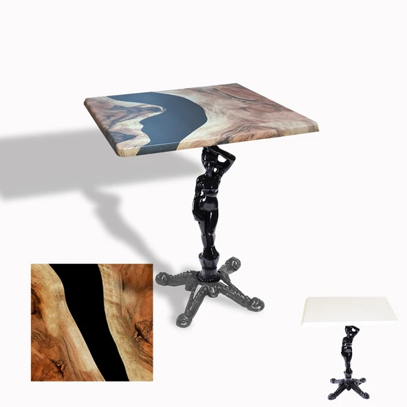 Çipa 1003 Döküm Ayak Kare Masa 70x70 cm - (Werzalit, Wermodin ve Allzalit Tabla) - Epoxy ürün görseli 1