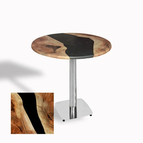 Tokyo Yuvarlak Masa (Kromnikel) Çap 80cm - (Werzalit, Wermodin ve Allzalit Tabla) - Epoxy ürün görseli 1