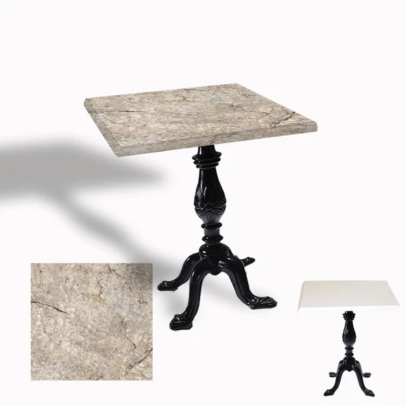 Çipa 1001 Döküm Ayak Kare Masa 80X80 cm - (Werzalit, Wermodin ve Allzalit Tabla) - Scala Marble ürün görseli 1