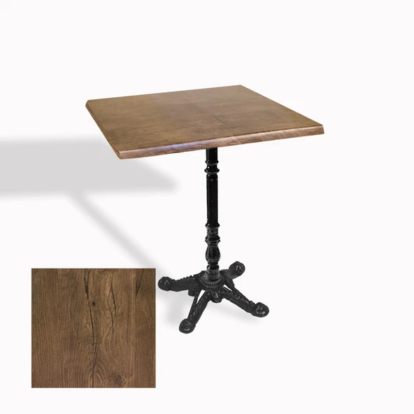 Çipa 1004 Döküm Ayak Kare Masa 80X80 cm - (Werzalit, Wermodin ve Allzalit Tabla) - Rustic Dark ürün görseli 1