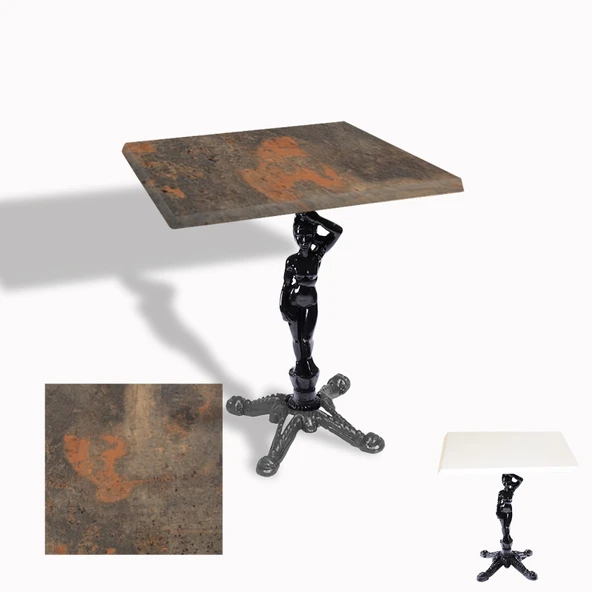 Çipa 1003 Döküm Ayak Kare Masa 60X60 cm - (Werzalit, Wermodin ve Allzalit Tabla) - Metalic Oxid 1 ürün görseli 1