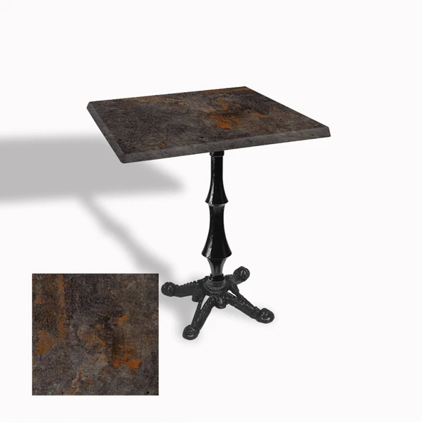 Çipa 1012 Döküm Ayak Kare Masa 60X60 cm - (Werzalit, Wermodin ve Allzalit Tabla) - Metalic Oxid 3 ürün görseli 1