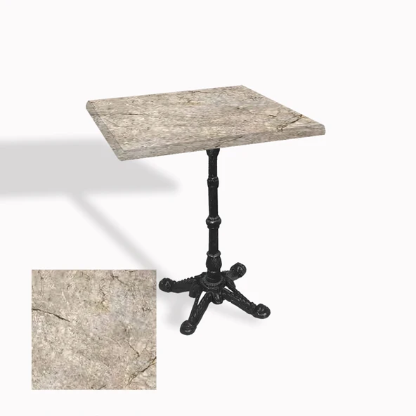 Çipa 1002 Döküm Ayak Kare Masa 70X70 cm - (Werzalit, Wermodin ve Allzalit Tabla) - Scala Marble ürün görseli 1