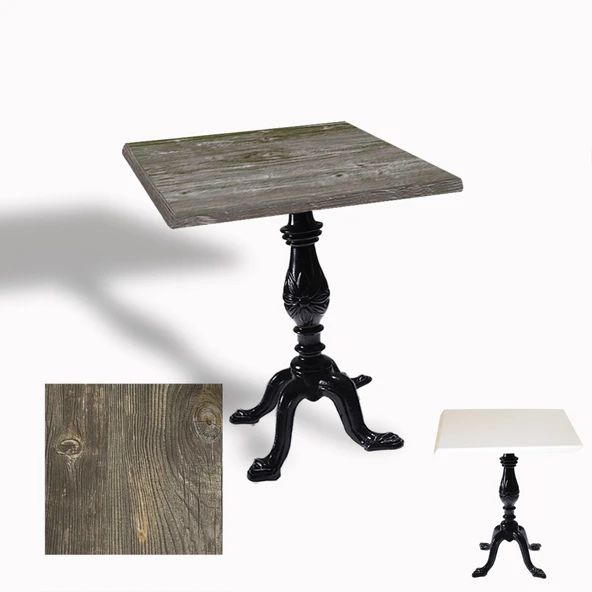Çipa 1001 Döküm Ayak Kare Masa 80X80 cm - (Werzalit, Wermodin ve Allzalit Tabla) - Old Pine ürün görseli 1