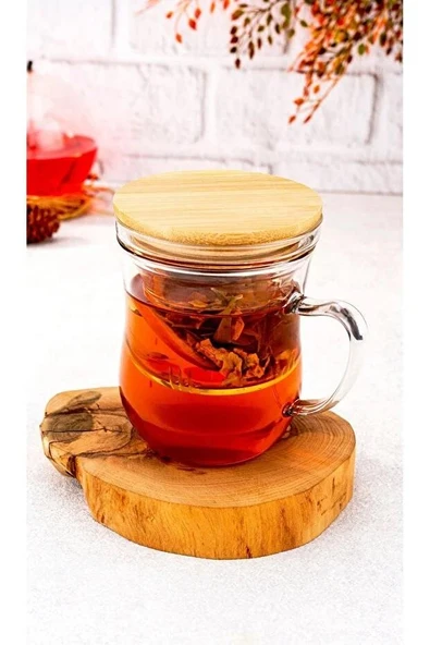 Brew Süzgeçli Cam Çay Bardağı 400ml B6068 - Resim 2