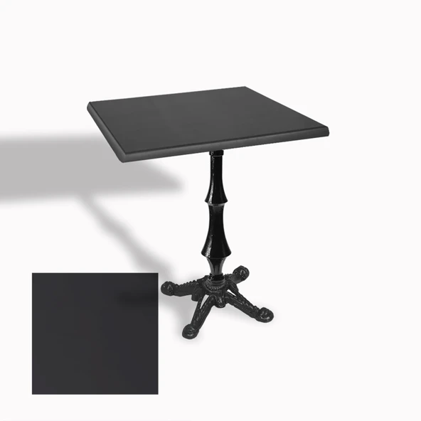 Çipa 1012 Döküm Ayak Kare Masa 60X60 cm - (Werzalit, Wermodin ve Allzalit Tabla) - Siyah ürün görseli 1