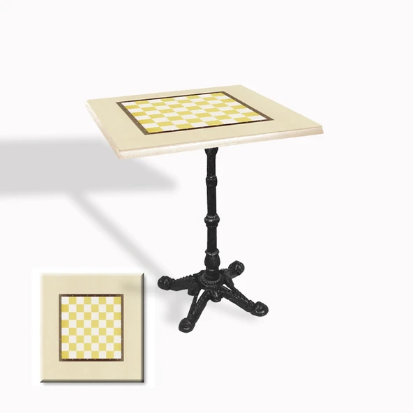 Çipa 1002 Döküm Ayak Kare Masa 70X70 cm - (Werzalit, Wermodin ve Allzalit Tabla) - Krem Satranç ürün görseli 1