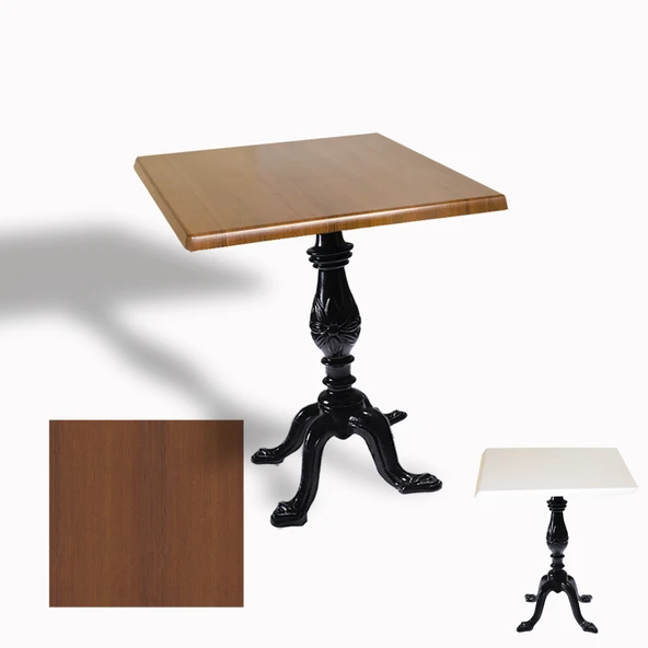 Çipa 1001 Döküm Ayak Kare Masa 70x70 cm - (Werzalit, Wermodin ve Allzalit Tabla) - Koyu Ahşap ürün görseli 1