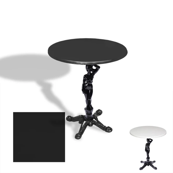 Çipa 1003 Döküm Ayak Yuvarlak Masa Çap 80cm - (Werzalit, Wermodin ve Allzalit Tabla) - Siyah ürün görseli 1