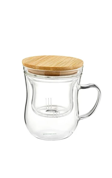 Brew Süzgeçli Cam Çay Bardağı 400ml B6068 ürün görseli 1