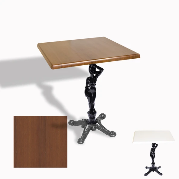 Çipa 1003 Döküm Ayak Kare Masa 60X60 cm - (Werzalit, Wermodin ve Allzalit Tabla) - Koyu Ahşap ürün görseli 1