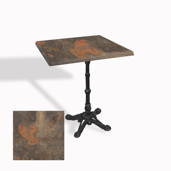 Çipa 1002 Döküm Ayak Kare Masa 60X60 cm - (Werzalit, Wermodin ve Allzalit Tabla) - Metalic Oxid 1 ürün görseli 1