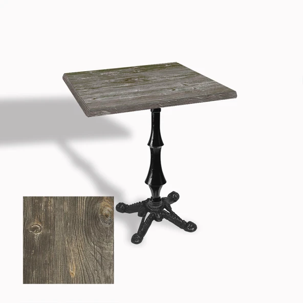 Çipa 1012 Döküm Ayak Kare Masa 60X60 cm - (Werzalit, Wermodin ve Allzalit Tabla) - Old Pine ürün görseli 1