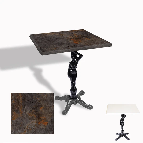 Çipa 1003 Döküm Ayak Kare Masa 60X60 cm - (Werzalit, Wermodin ve Allzalit Tabla) - Metalic Oxid 3 ürün görseli 1