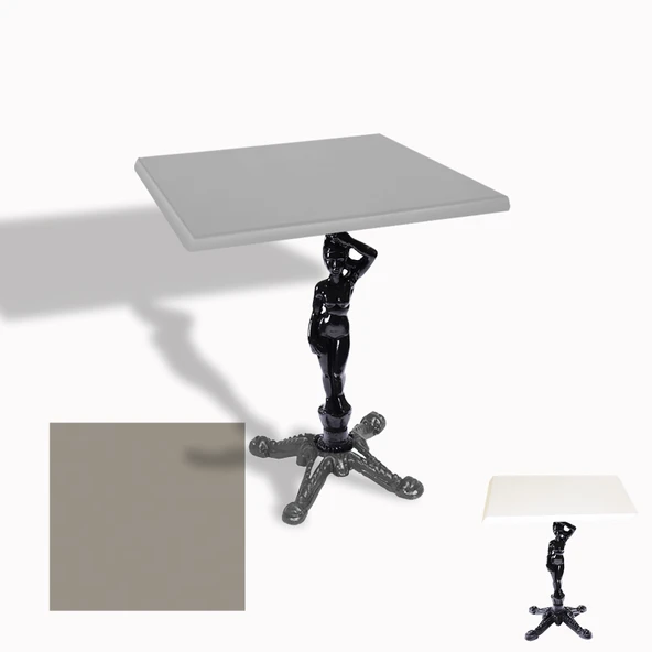 Çipa 1003 Döküm Ayak Kare Masa 80x80 cm - (Werzalit, Wermodin ve Allzalit Tabla) - Koyu Gri ürün görseli 1
