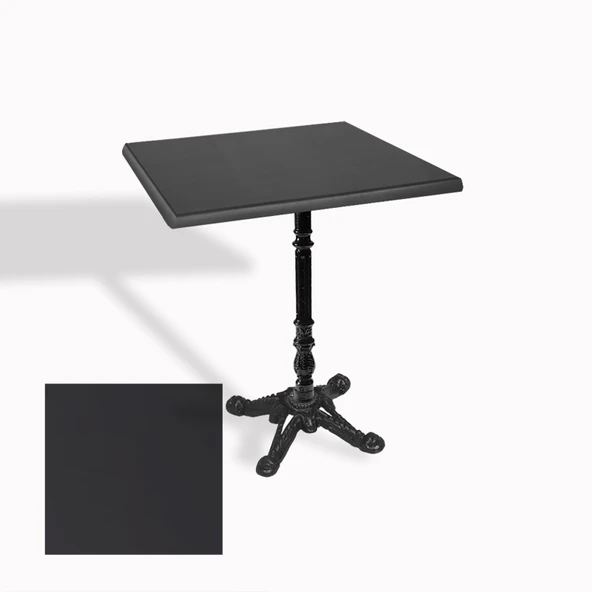 Çipa 1004 Döküm Ayak Kare Masa 60X60 cm - (Werzalit, Wermodin ve Allzalit Tabla) - Siyah ürün görseli 1