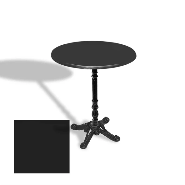 Çipa 1004 Döküm Ayak Yuvarlak Masa Çap 90cm - (Werzalit, Wermodin ve Allzalit Tabla) - Siyah ürün görseli 1