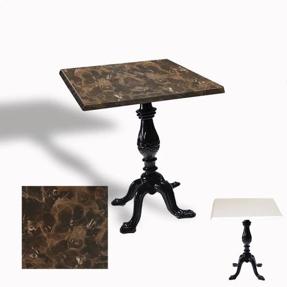 Çipa 1001 Döküm Ayak Kare Masa 70x70 cm - (Werzalit, Wermodin ve Allzalit Tabla) - Karacabey Mermer ürün görseli 1
