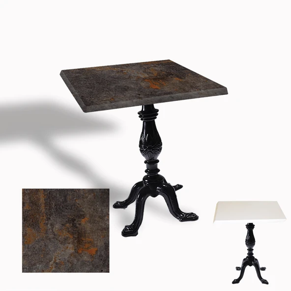 Çipa 1001 Döküm Ayak Kare Masa 70x70 cm - (Werzalit, Wermodin ve Allzalit Tabla) - Metalic Oxid 3 ürün görseli 1
