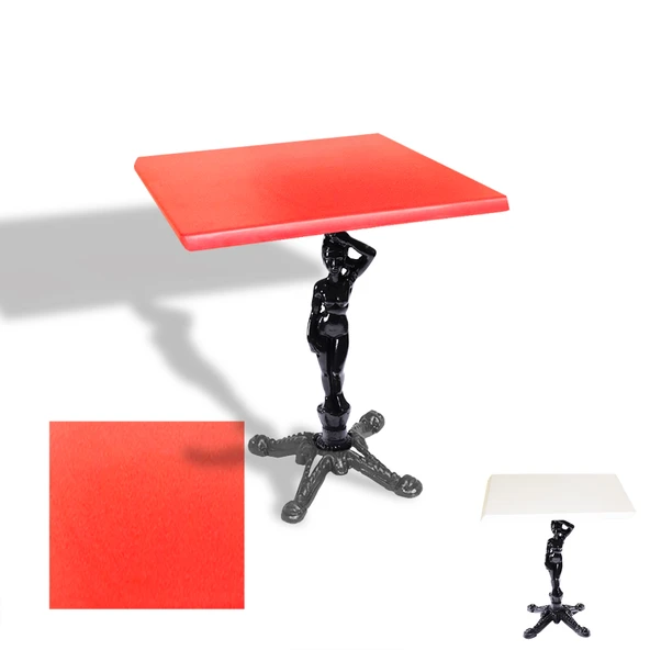 Çipa 1003 Döküm Ayak Kare Masa 60X60 cm - (Werzalit, Wermodin ve Allzalit Tabla) - Kırmızı ürün görseli 1