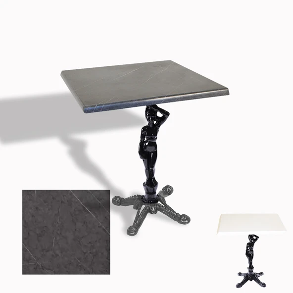 Çipa 1003 Döküm Ayak Kare Masa 80x80 cm - (Werzalit, Wermodin ve Allzalit Tabla) - Grey Marble ürün görseli 1