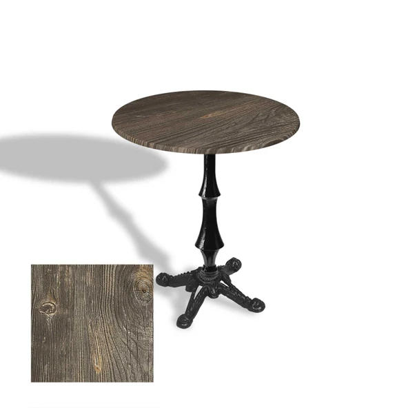 Çipa 1012 Döküm Ayak Yuvarlak Masa Çap 80cm - (Werzalit, Wermodin ve Allzalit Tabla) - Old Pine ürün görseli 1
