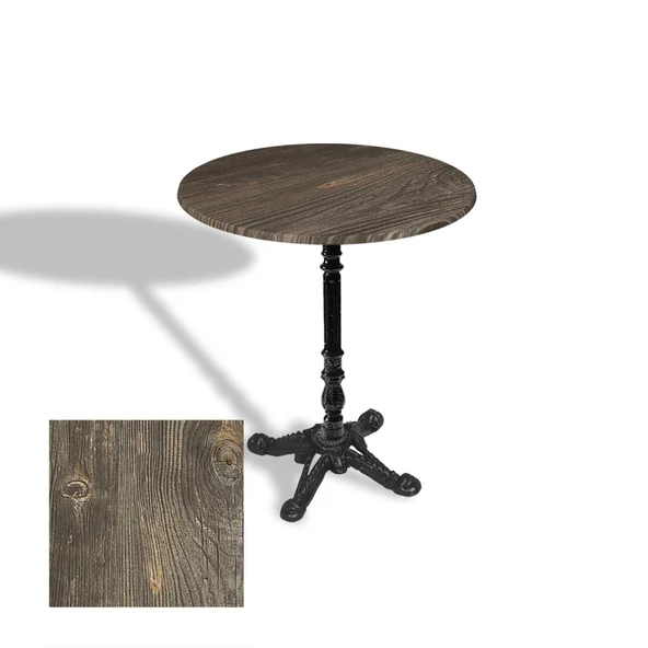 Çipa 1004 Döküm Ayak Yuvarlak Masa Çap 90cm - (Werzalit, Wermodin ve Allzalit Tabla) - Old Pine ürün görseli 1