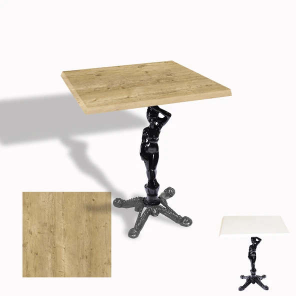 Çipa 1003 Döküm Ayak Kare Masa 70X70 cm - (Werzalit, Wermodin ve Allzalit Tabla) - Avalone Pine ürün görseli 1