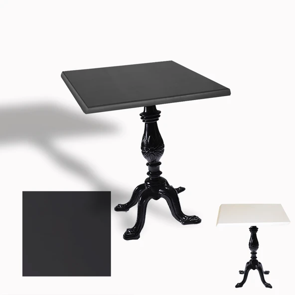 Çipa 1001 Döküm Ayak Kare Masa 70x70 cm - (Werzalit, Wermodin ve Allzalit Tabla) - Siyah ürün görseli 1